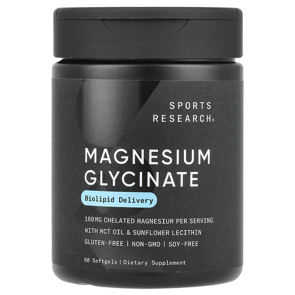 Sports Research, Magnesium Glycinate, 60 Softgels (80 mg per Softgel)