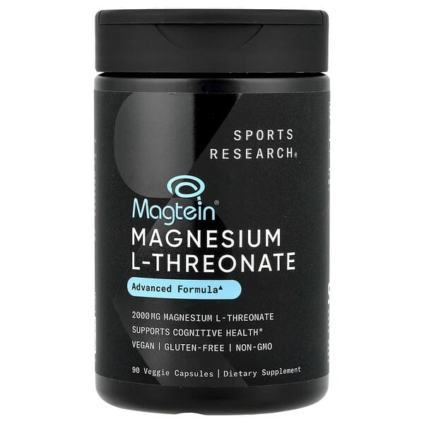 Sports Research, Magtein®, Magnesium L-Threonate, 90 Veggie Capsules (666 mg per Capsule)