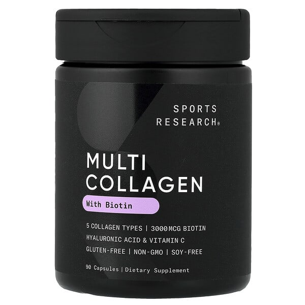 Sports Research, Multi Collagen With Biotin, 90 Capsules