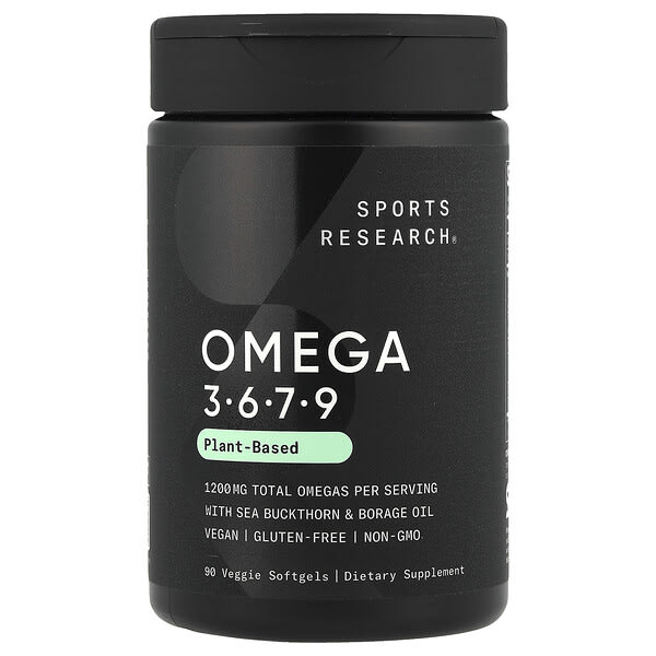 Sports Research, Omega 3-6-7-9, Plant Based , 90 Veggie Softgels
