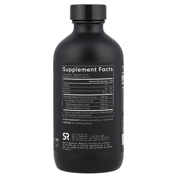Alternative view of Sports Research, Omega-3 Fish Oil, Lemon, 8 oz (237 ml)