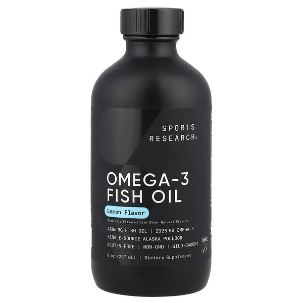 Sports Research, Omega-3 Fish Oil, Lemon, 8 oz (237 ml)