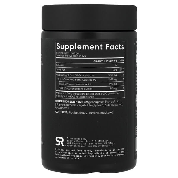 Alternative view of Sports Research, Omega-3 Fish Oil, Triple Strength, 120 Softgels