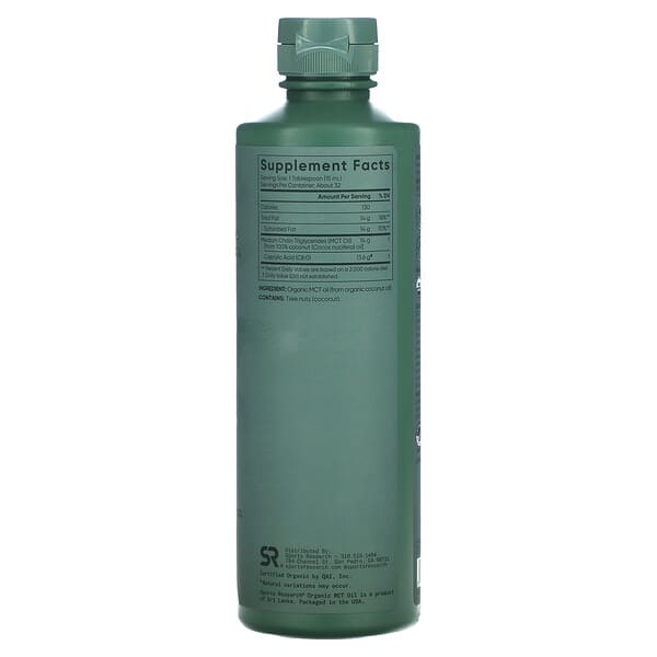 Alternative view of Sports Research, Organic MCT Oil, Keto C8, 16 fl oz (473 ml)