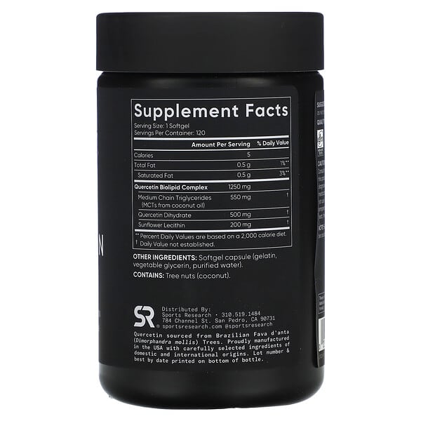 Alternative view of Sports Research, Quercetin, 120 Softgels