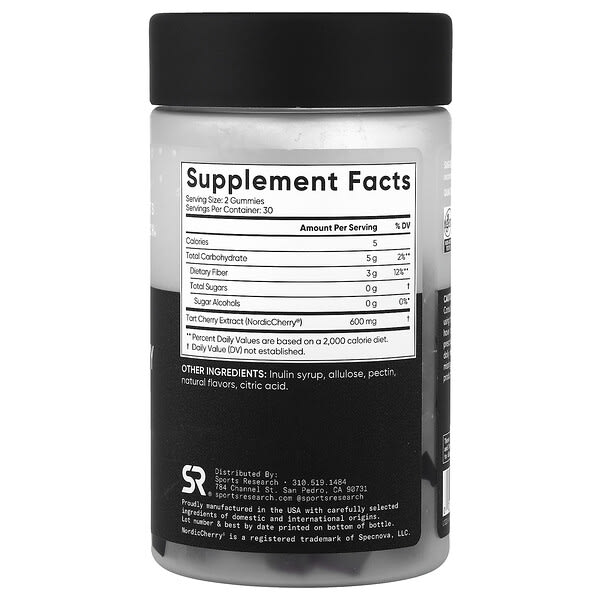 Alternative view of Sports Research, Tart Cherry Gummies, Sugar-Free, 60 Gummies (300 mg per Gummy)