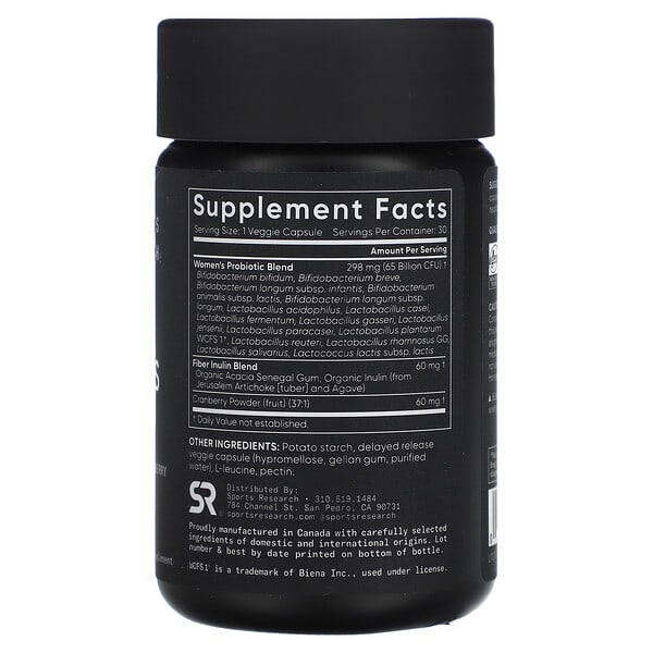 Alternative view of Sports Research, Women's Probiotics, Cranberry, 65 Billion CFU, 30 Delayed Release Capsules