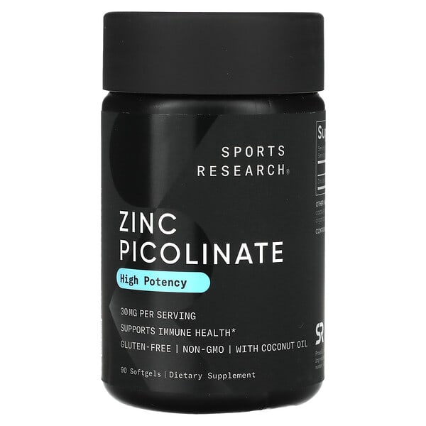Sports Research, Zinc Picolinate, High Potency, 30 mg, 90 Softgels
