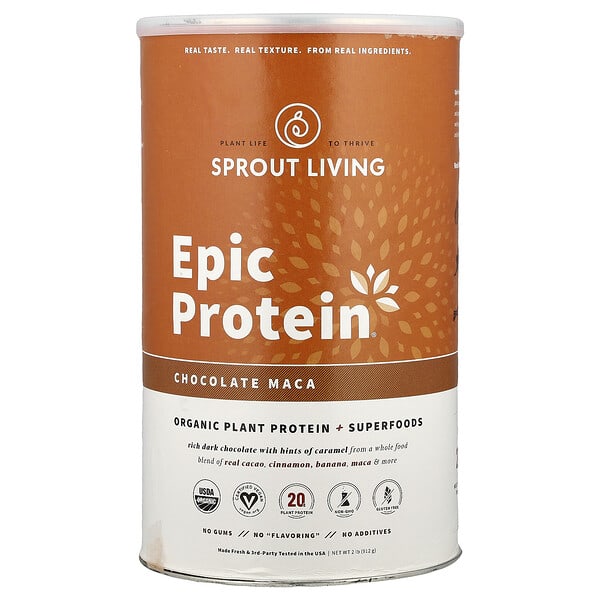 Sprout Living, Epic Protein®, Organic Plant Protein + Superfoods, Chocolate Maca, 2 lb (912 g)
