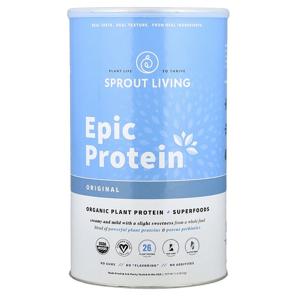 Sprout Living, Epic Protein®, Organic Plant Protein + Superfoods, Original, 2 lb (912 g)