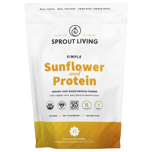 Sprout Living, Simple Sunflower Seed Protein, 1 lb (454 g)