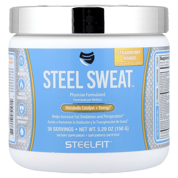 SteelFit, Steel Sweat™, Metabolic Catalyst + Energy, Strawberry Mango, 5.29 oz (150 g)