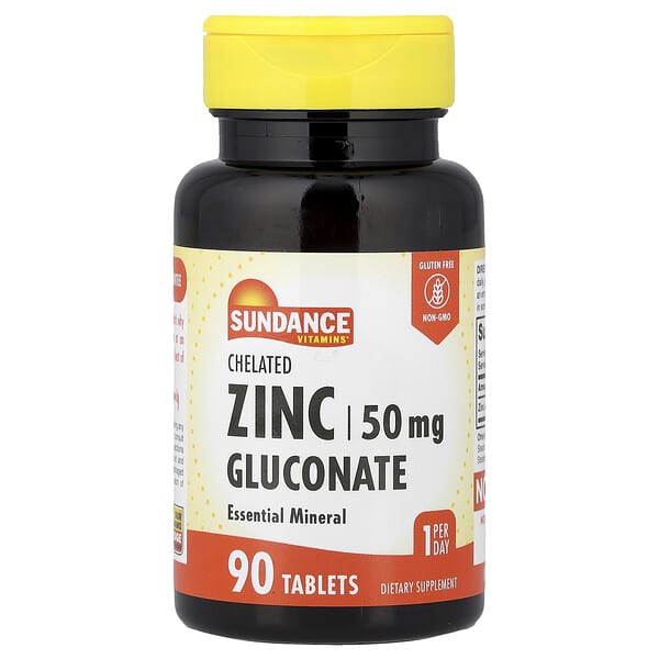 Sundance Vitamins, Chelated Zinc Gluconate, 50 mg, 90 Tablets