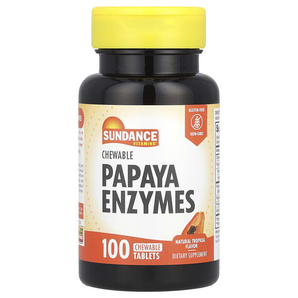 Sundance Vitamins, Chewable Papaya Enzymes, Natural Tropical , 100 Chewable Tablets