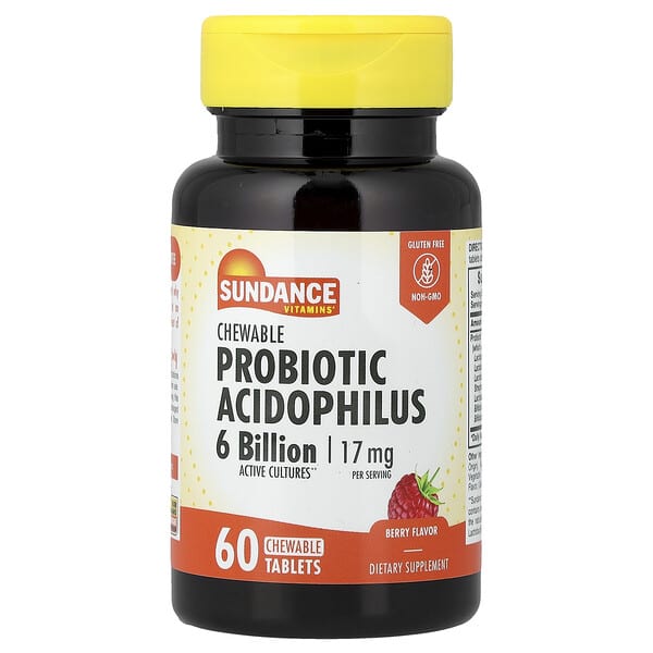 Sundance Vitamins, Chewable Probiotic Acidophilus, Berry, 60 Chewable Tablets (8.5 mg per Tablet)