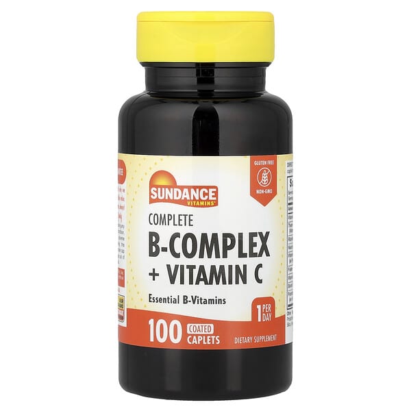 Sundance Vitamins, Complete B-Complex + Vitamin C, 100 Coated Caplets