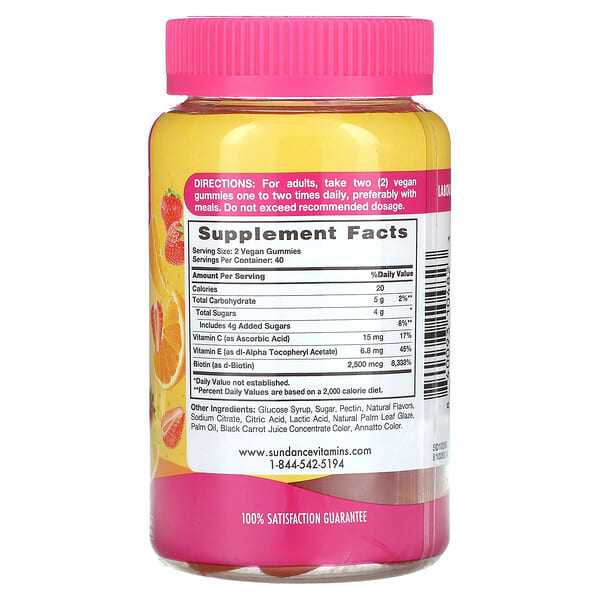 Alternative view of Sundance Vitamins, Hair, Skin & Nails Gummies, Natural Fruit, 80 Vegan Gummies