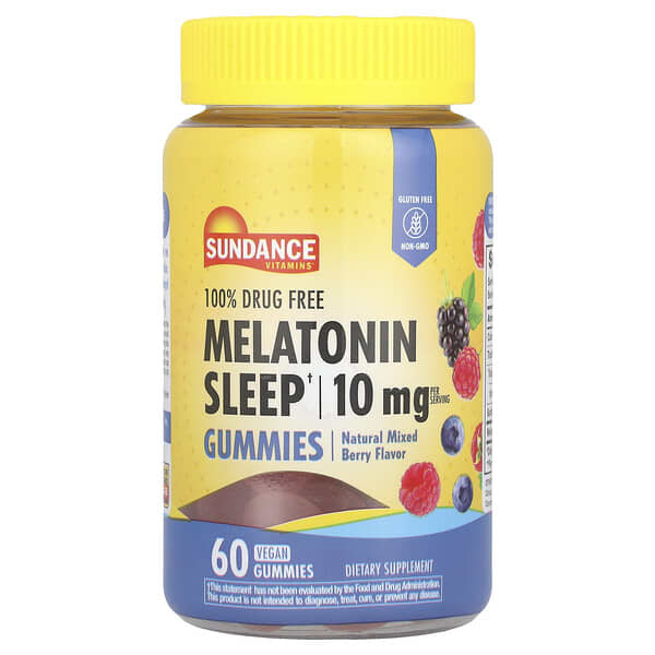 Sundance Vitamins, Melatonin Sleep Gummies, Natural Mixed Berry, 60 Vegan Gummies (5 mg per Gummy)