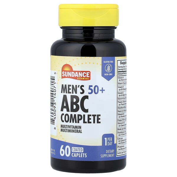 Sundance Vitamins, Men's 50+, ABC Complete Multivitamin Multimineral, 60 Coated Caplets