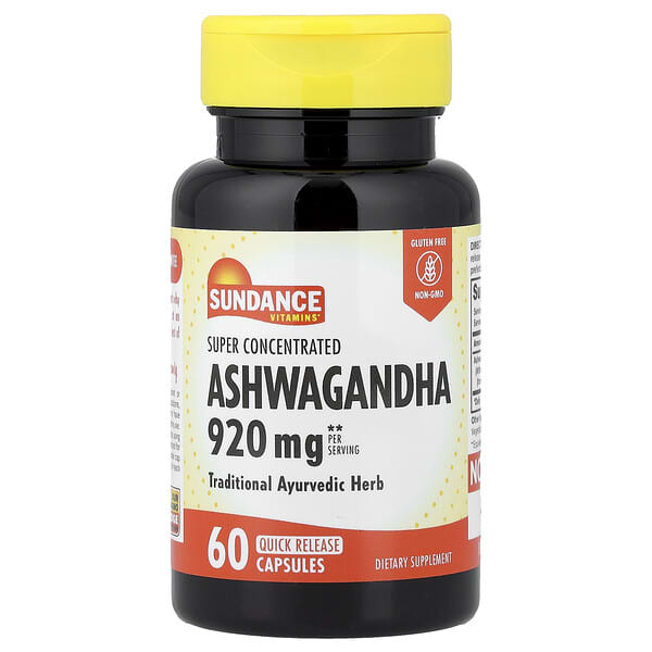 Sundance Vitamins, Super Concentrated Ashwagandha, 60 Quick Release Capsules (460 mg per Capsule)