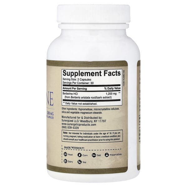 Alternative view of Sunergetic, Berberine, 60 Capsules (600 mg per Capsule)