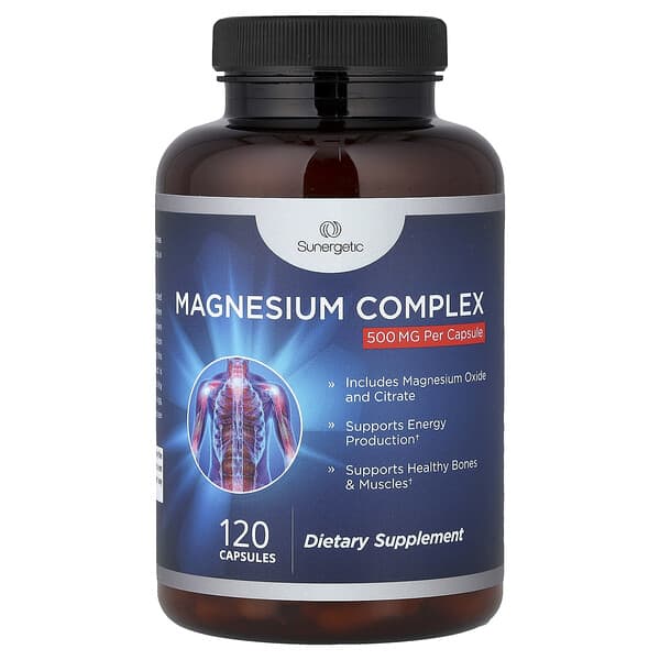 Sunergetic, Magnesium Complex, 500 mg, 120 Capsules 3 Sunergetic, Magnesium Complex, 500 mg, 120 Capsules