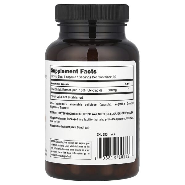 Alternative view of Sunfood, Shilajit, 500 mg, 90 Capsules
