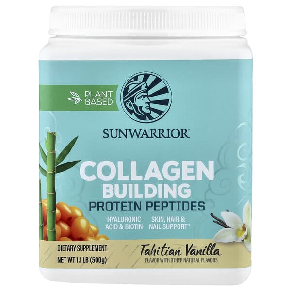 Sunwarrior, Plant-Based Collagen Building Protein Peptides, Tahitian Vanilla, 1.1 lb (500 g)