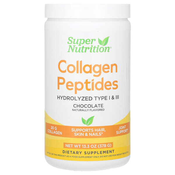 Super Nutrition, Collagen Peptides, Chocolate, 13.33 oz (378 g) 3 Super Nutrition, Collagen Peptides, Chocolate, 13.33 oz (378 g)