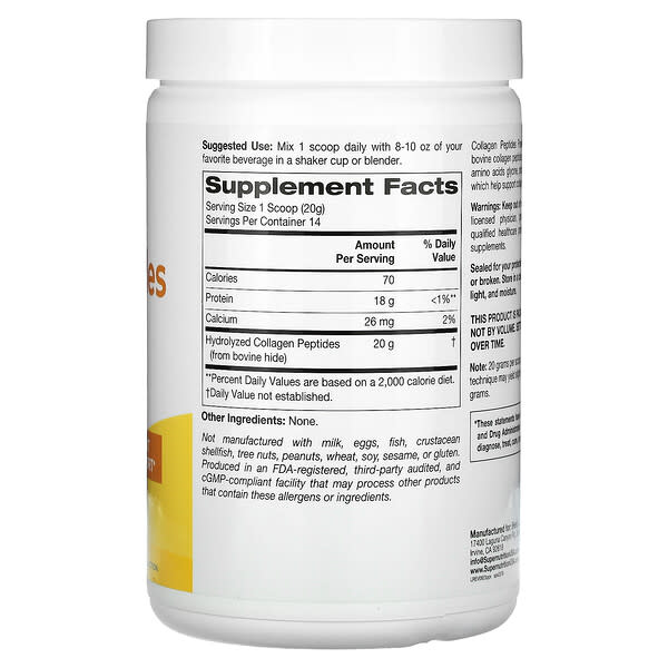 Alternative view of Super Nutrition, Collagen Peptides, Unflavored, 9.88 oz (280 g)