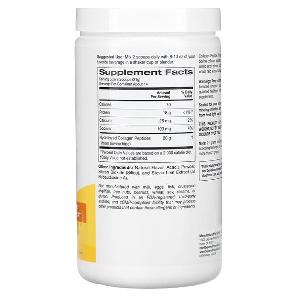 Alternative view of Super Nutrition, Collagen Peptides, Vanilla, 10.4 oz (295 g)