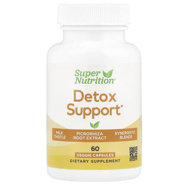 Super Nutrition, Detox Support with Milk Thistle Extract, Picrorhiza Root Extract, Turmeric Extract, Dandelion Powder and Digestive Blend, 60 Veggie Capsules