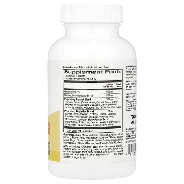 Alternative view of Super Nutrition, Flex Support with Glucosamine HCI, Methylsulfonylmethane, Hyaluronic Acid, Turmeric and Boswellia, 90 Tablets