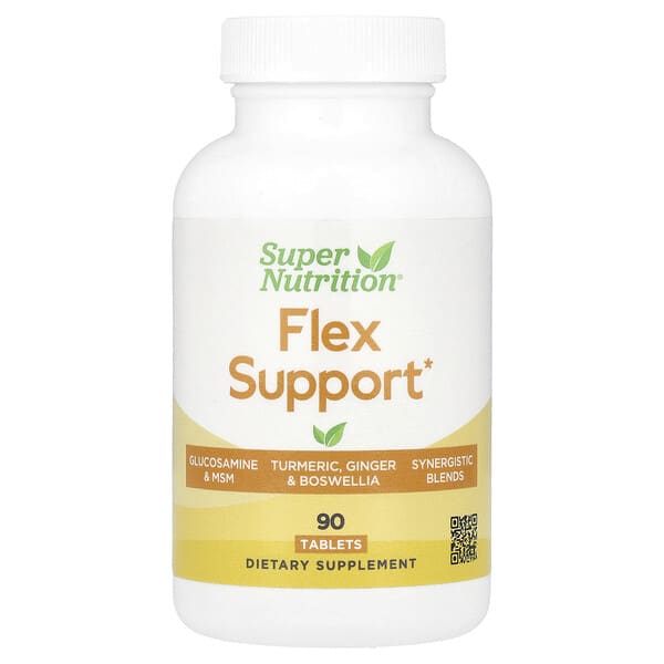Super Nutrition, Flex Support with Glucosamine HCI, Methylsulfonylmethane, Hyaluronic Acid, Turmeric and Boswellia, 90 Tablets