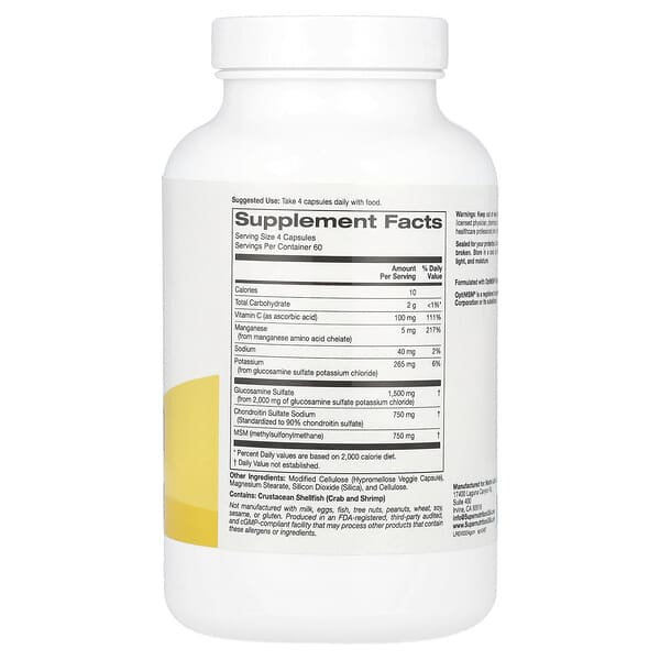 Alternative view of Super Nutrition, Glucosamine, Chondroitin, & MSM with Potassium and Vitamin C, 240 Veggie Capsules