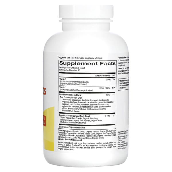 Alternative view of Super Nutrition, Kid’s Probiotics, Wild Berry, 5 Billion CFU, 90 Chewable Tablets