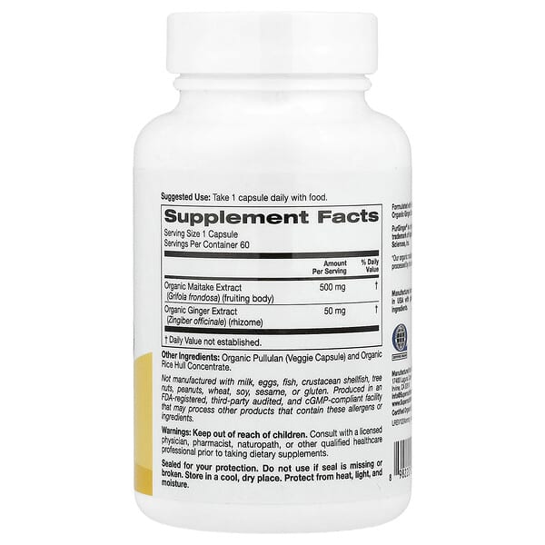 Alternative view of Super Nutrition, Organic Maitake Mushroom + Ginger, 60 Veggie Capsules