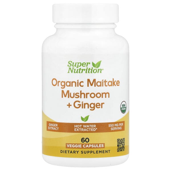 Super Nutrition, Organic Maitake Mushroom + Ginger, 60 Veggie Capsules