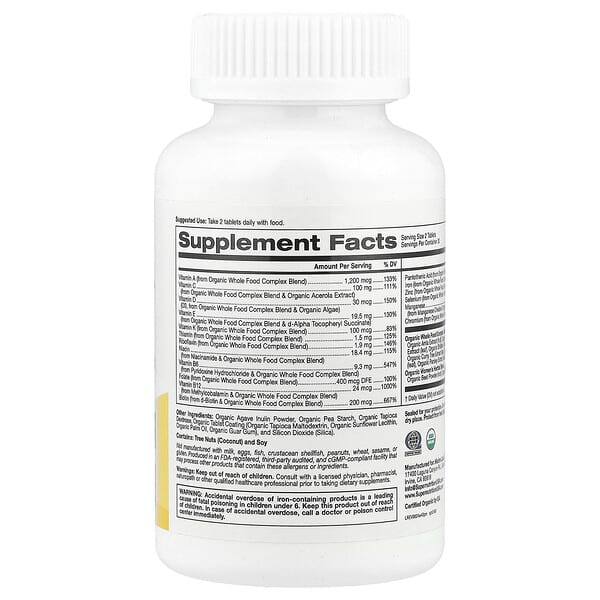 Alternative view of Super Nutrition, Organic Whole Food Women's 40+ Multivitamin with Organic Amla Extract, Organic Sunflower Extract, Organic Moringa Extract, and Organic Shiitake Extract , 60 Tablets