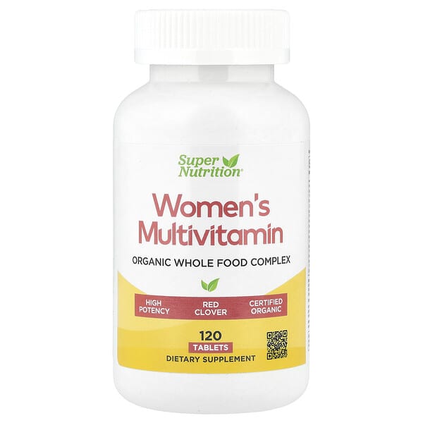 Super Nutrition, Organic Whole Food Women's Multivitamin with Vitamin A, Organic Amla Extract, Organic Sunflower Extract, and Organic Moringa Extract , 120 Tablets