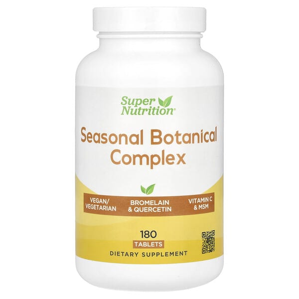 Super Nutrition, Seasonal Botanical Complex with Queretin, Bromelain, Vitamin C, Turmeric and Ginger, 180 Tablets