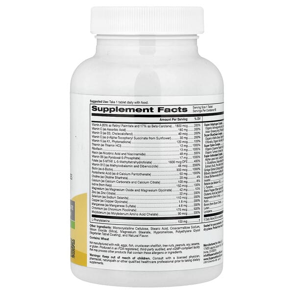 Alternative view of Super Nutrition, Simply One, Men's 50+ Multivitamin with Super Adaptogens, Greens, Spices, & Antioxidant, Iron Free, 90 Tablets