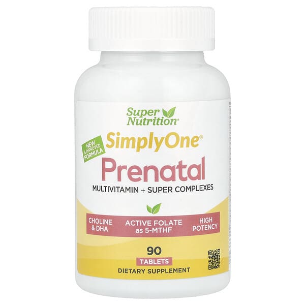 Super Nutrition, Simply One®, Prenatal Multivitamin with Super Greens, Spices, Vitamin A, and Folate, 90 Tablets