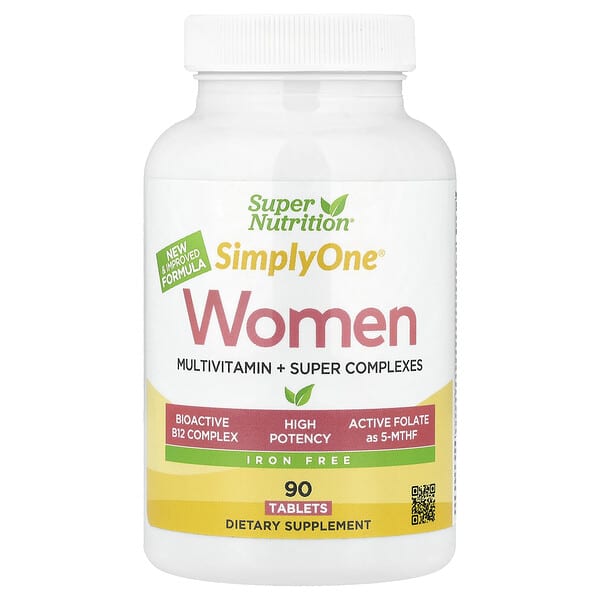 Super Nutrition, Simply One®, Women's Multivitamin with Super Complexes, Iron Free, 90 Tablets