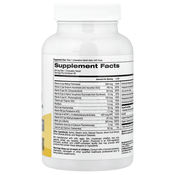Alternative view of Super Nutrition, SimplyOne® Chewable 50+ Men Multivitamin + Supporting Herbs, Mixed Berry, 90 Chewable Tablets