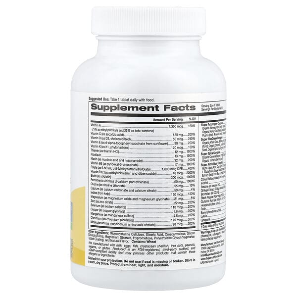 Alternative view of Super Nutrition, SimplyOne®, Men's Multivitamin with Super Adaptogen Complex, Greens, Spices, Antioxidant, and Vitamin C, Iron Free, 90 Tablets