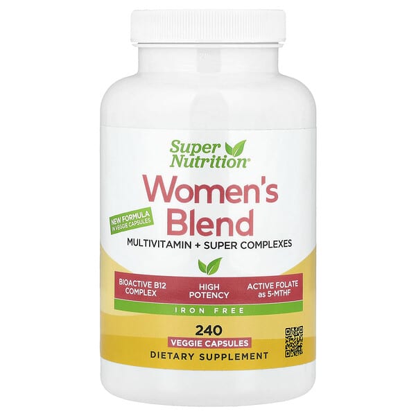 Super Nutrition, Women's Multivitamin with Super Balancing Botanicals, Greens, Spices and Vitamin A, Iron Free, 240 Veggie Capsules
