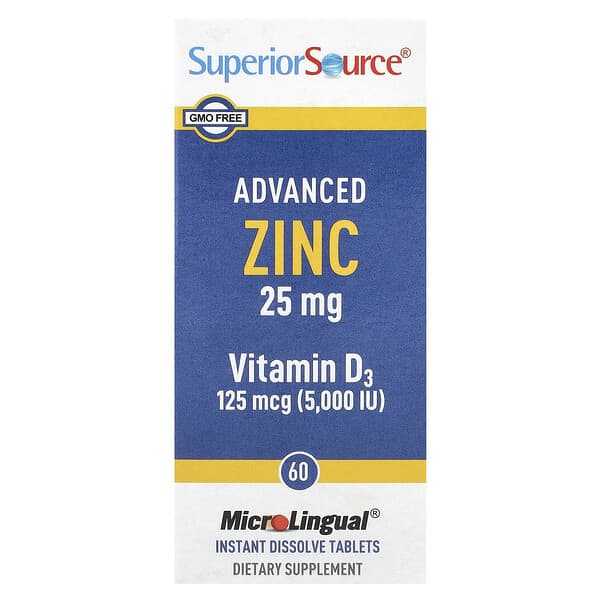 Superior Source, Advanced Zinc, Vitamin D3, 60 MicroLingual® Instant Dissolve Tablets