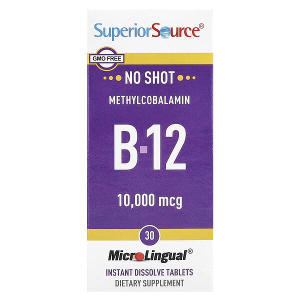 Superior Source, Methylcobalamin B-12, 10,000 mcg, 30 MicroLingual® Instant Dissolve Tablets