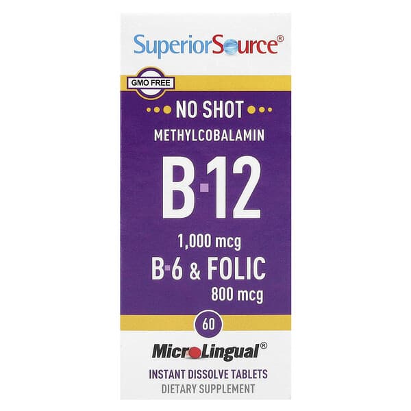 Superior Source, Methylcobalamin B-12, B-6 & Folic, 60 MicroLingual® Instant Dissolve Tablets